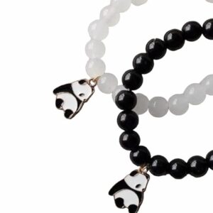 Unisex Fashion Jewellery Multi Style Panda Combo Glossy Glass Stone Beads Bracelets (Pack Of 2)